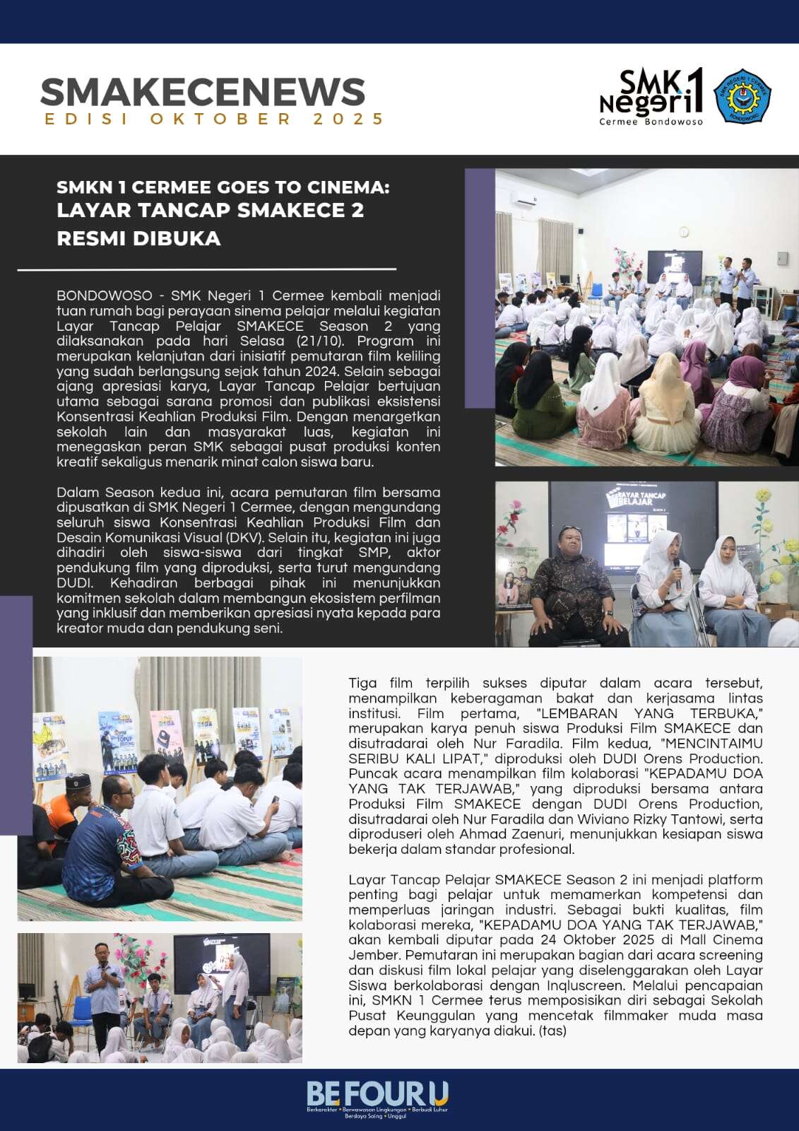 SMKN 1 CERMEE GOES TO CINEMA : LAYAR TANCAP SMAKECE SEASON 2 RESMI DIIBUKA